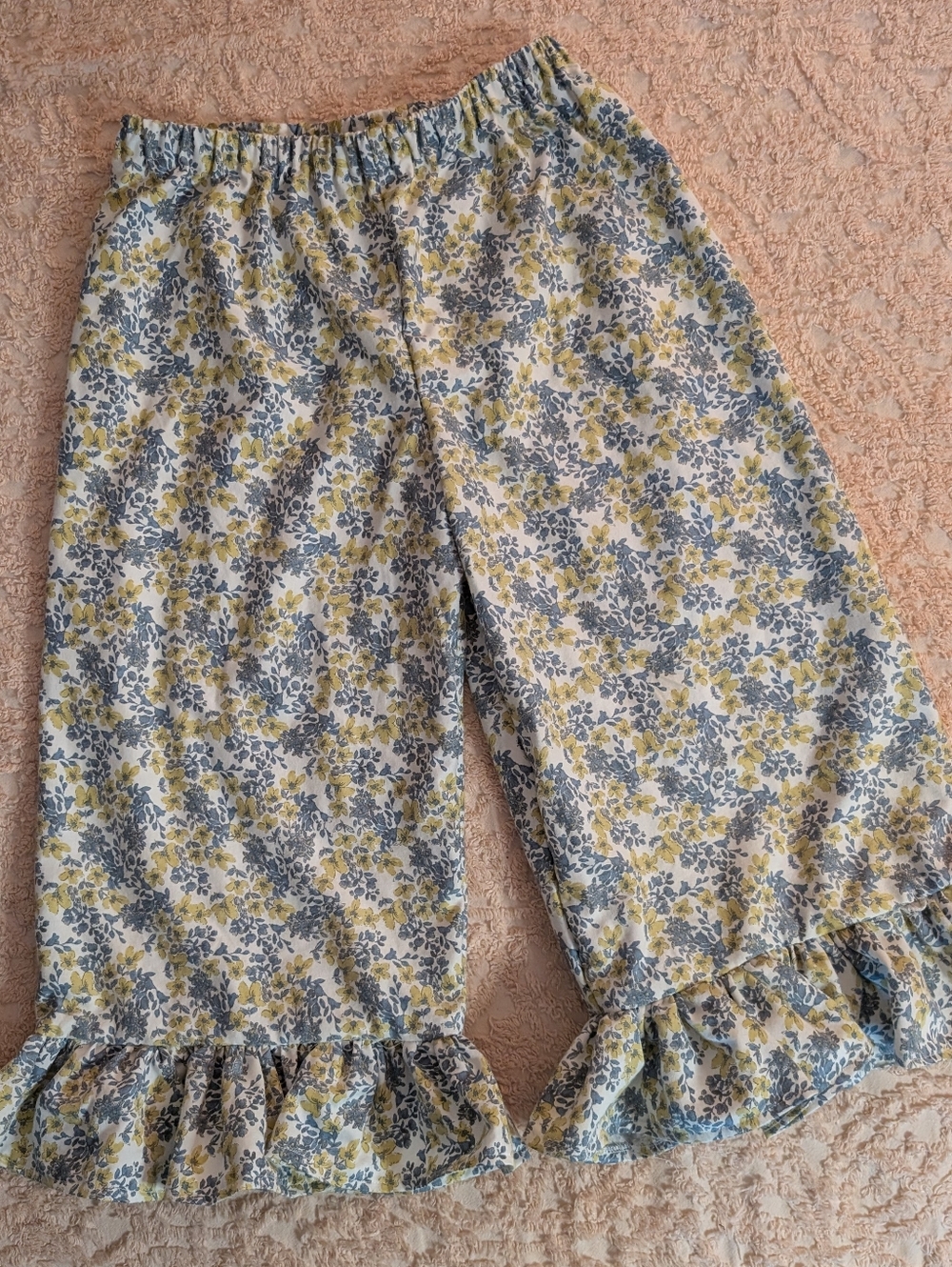 Jenny Ruffled Granny Bloomers - 100% Cotton Floral Blue Yellow🧵🐦